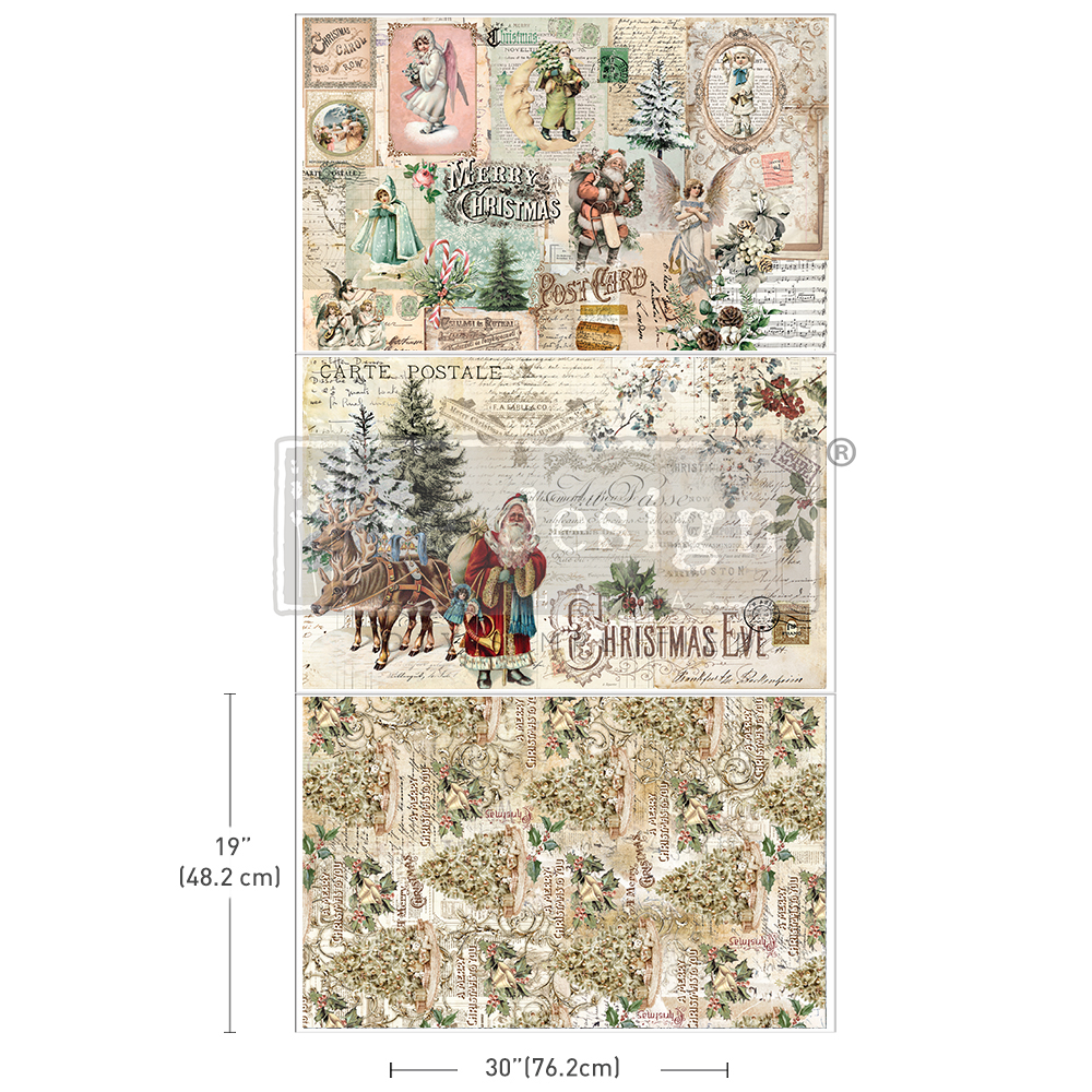 3er Set Découpage Paper "Holly Jolly Hideaway"