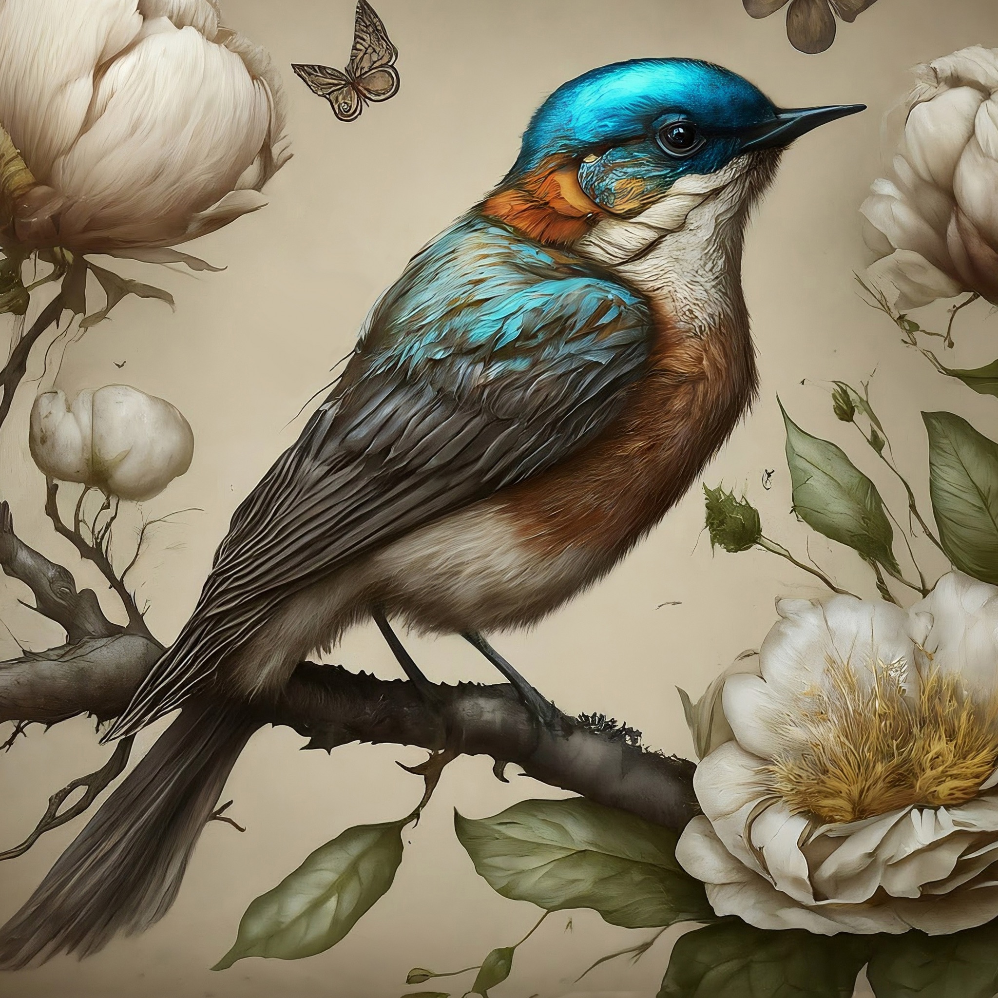 Sweet Bird in Blue - Decoupage Papier