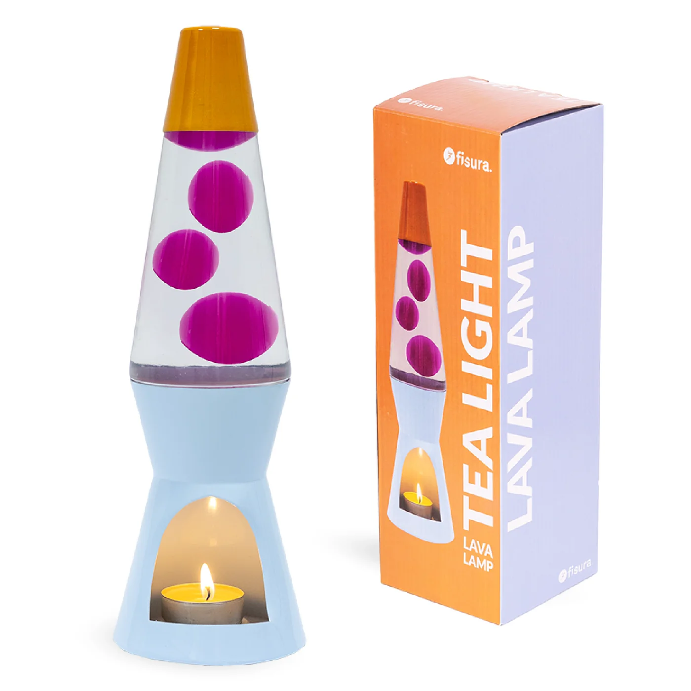 Lava-Lampe Teelicht, Orange, Blau & Rosa