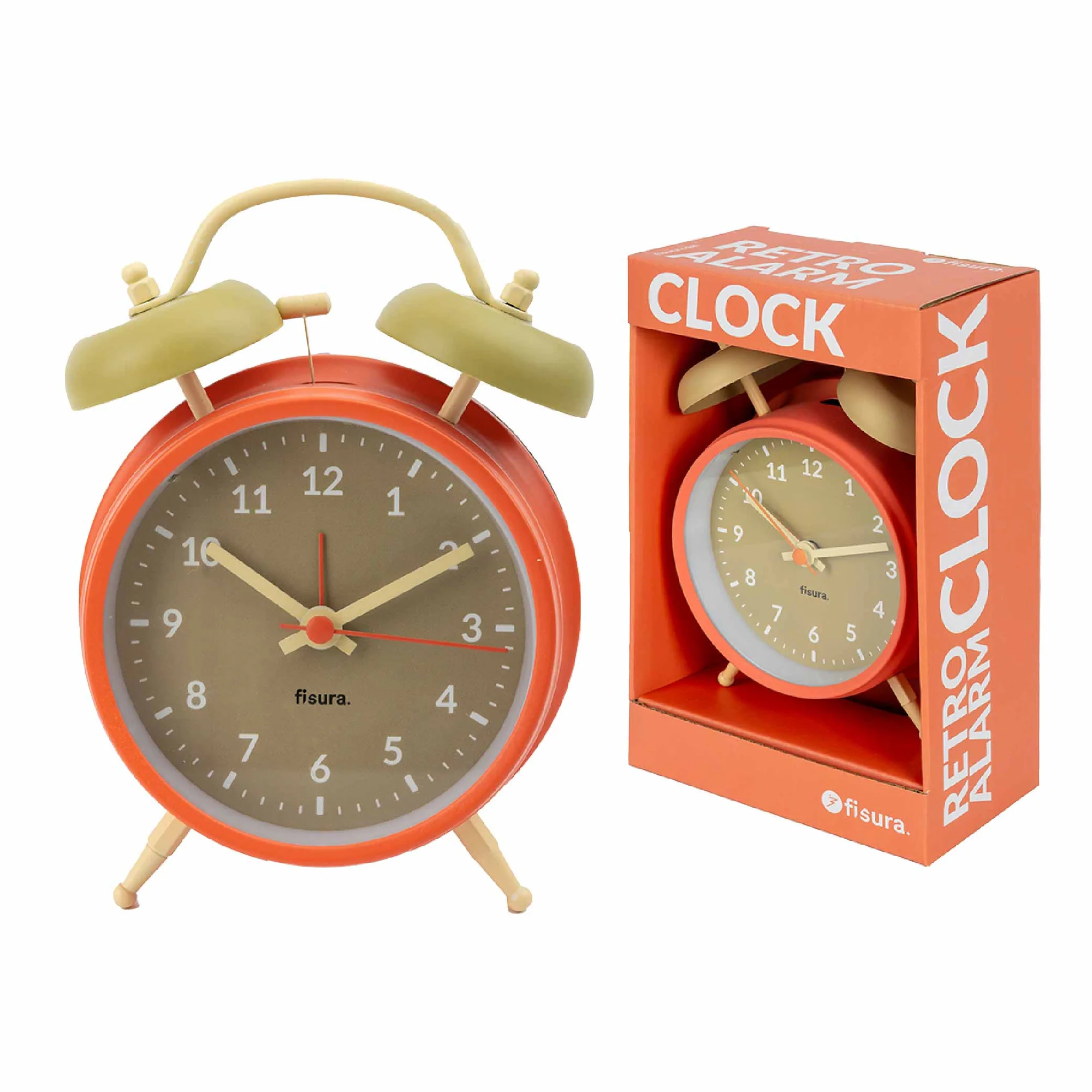 Retro-Wecker Beige & Orange