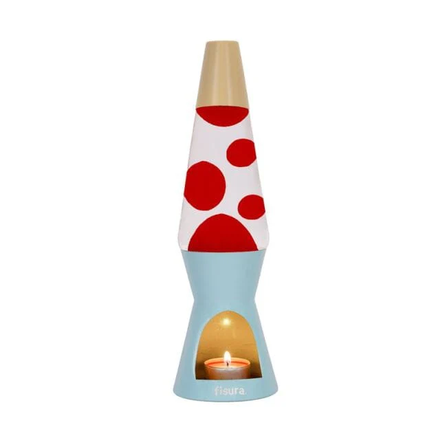 Lava-Lampe Teelicht, hellblau, rot, beige
