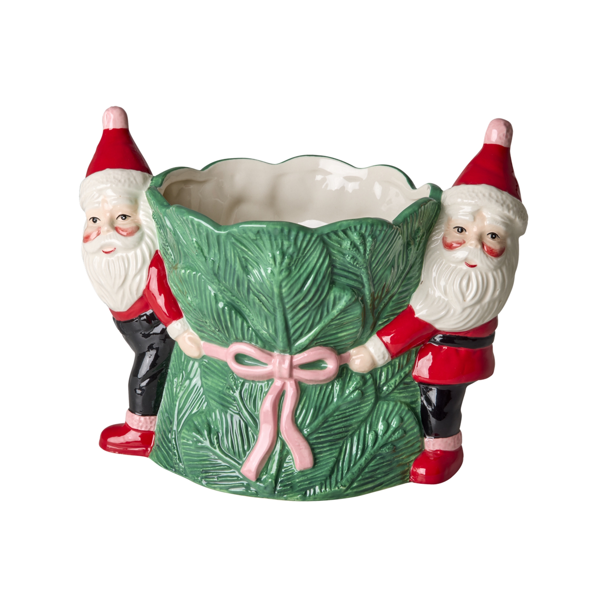 Weihnachtsmann Keramik Blumentopf - Grün