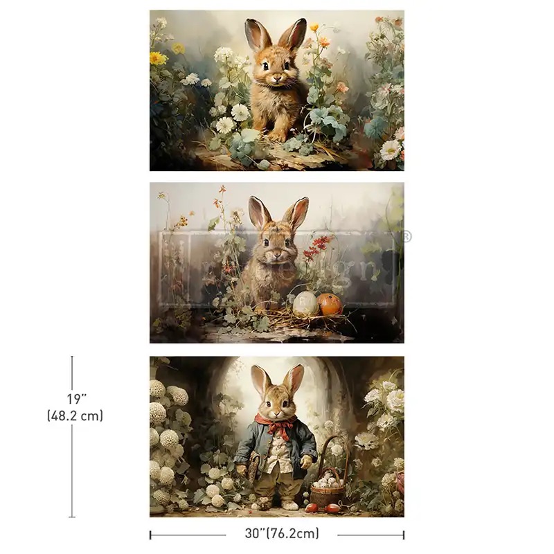 3er Set Découpage Paper "Dreamy Bunnies"