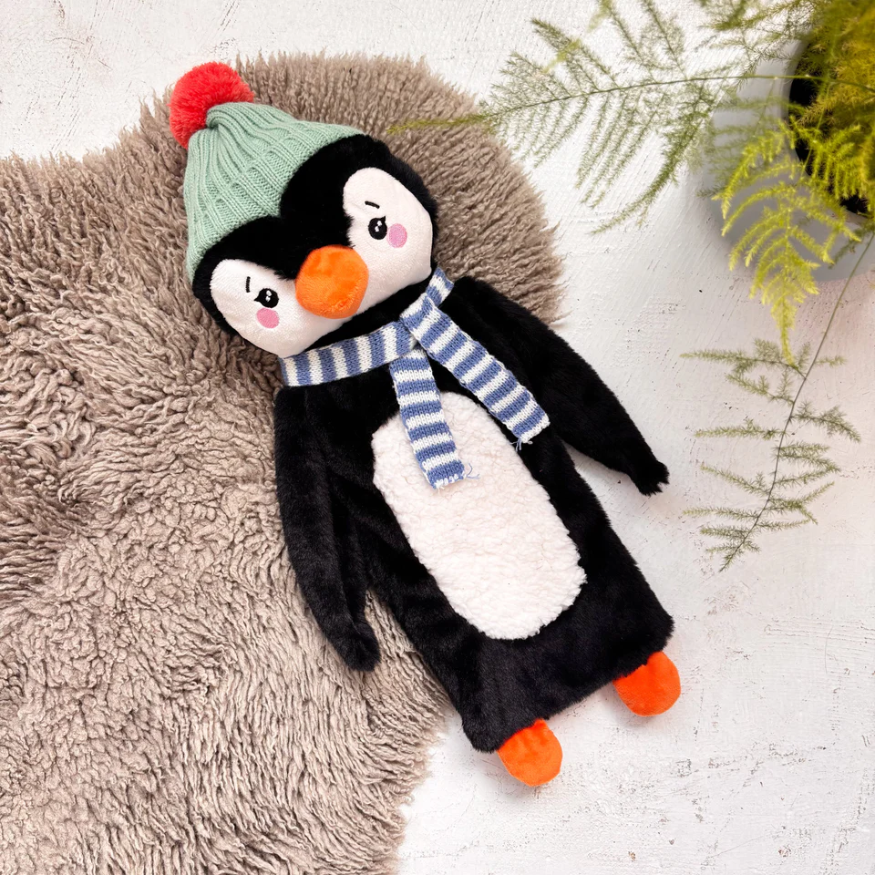 Wärmflasche Pinguin mit Mütze & Schal