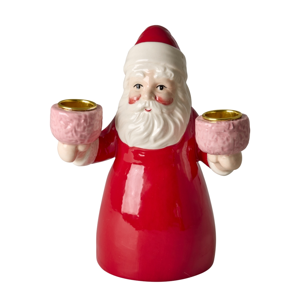 Großer Weihnachtsmann Kerzenhalter - Rot