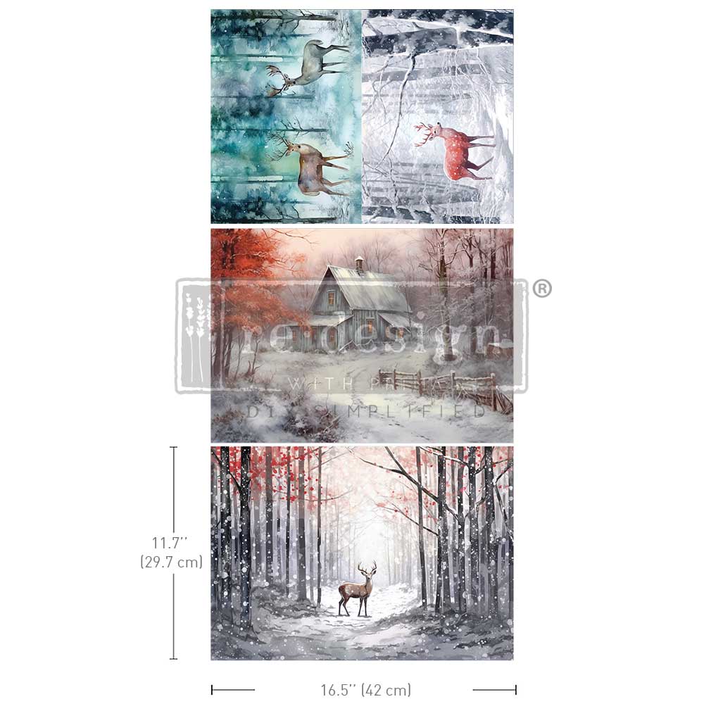 3er Set Découpage Paper "Dashing through the Pines"