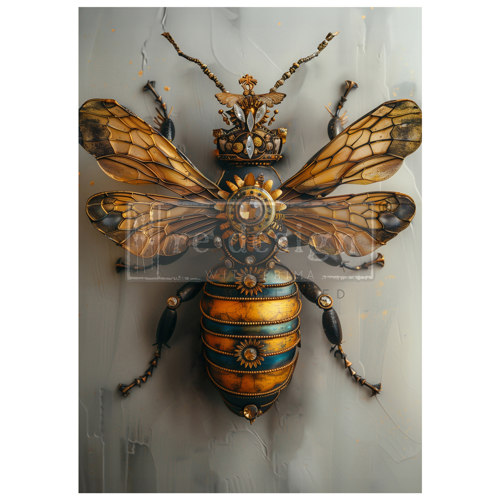 "Gearspring Honeybee" - A1 Decoupage Fiber Paper