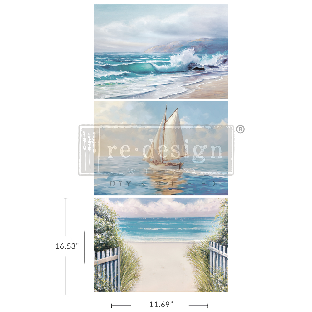 3er Set Découpage Paper "Seascape Melody"
